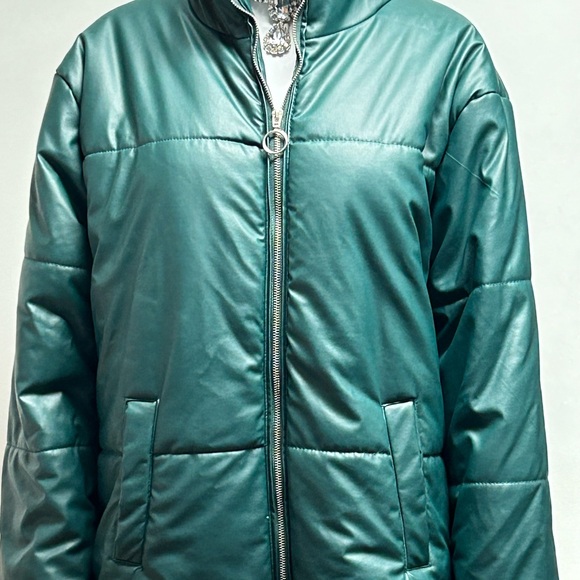 Ashley Stewart Teal Puffer Jacket Size 14/16 - Picture 3 of 12